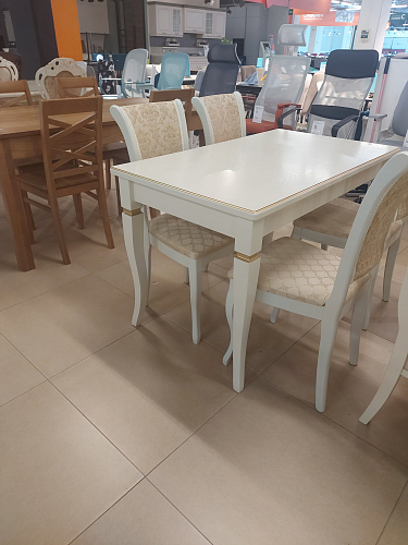 Деревянный стол Лорентайн слоновая кость / золото из шоурума 1